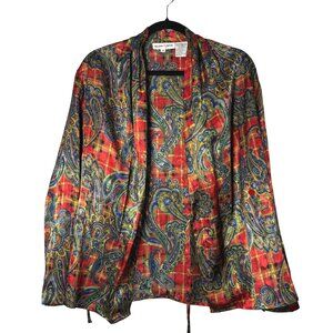 Regina Porter Womens Paisley Plaid Formal Blazer Jacket Size 10 Retro Statement